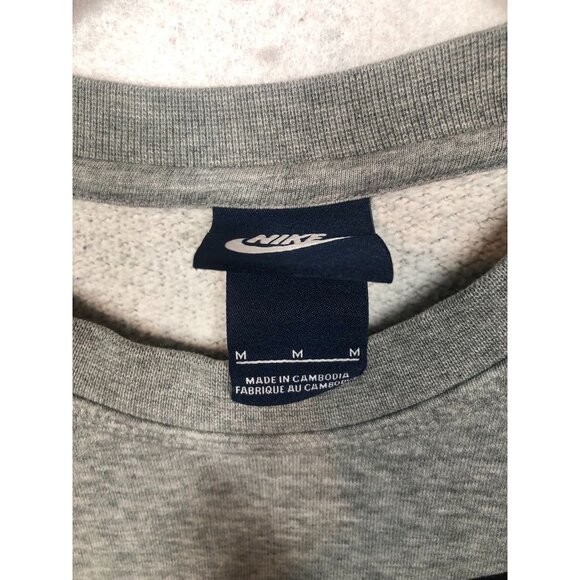 Nike Crew Neck Sweatshirt Spellout Logo 584953 Colorblock Gray Blue Mens Medium - Picture 5 of 7